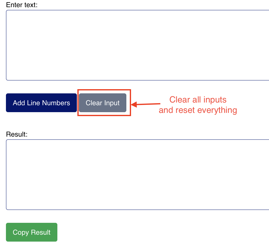 Line numbering tool - add line numbers to your text