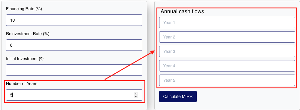 MIRR Calculator - Modified Internal Rate of Return Calculator - Omnitools