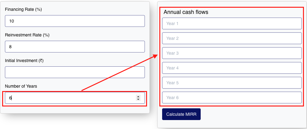 MIRR Calculator - Modified Internal Rate of Return Calculator - Omnitools