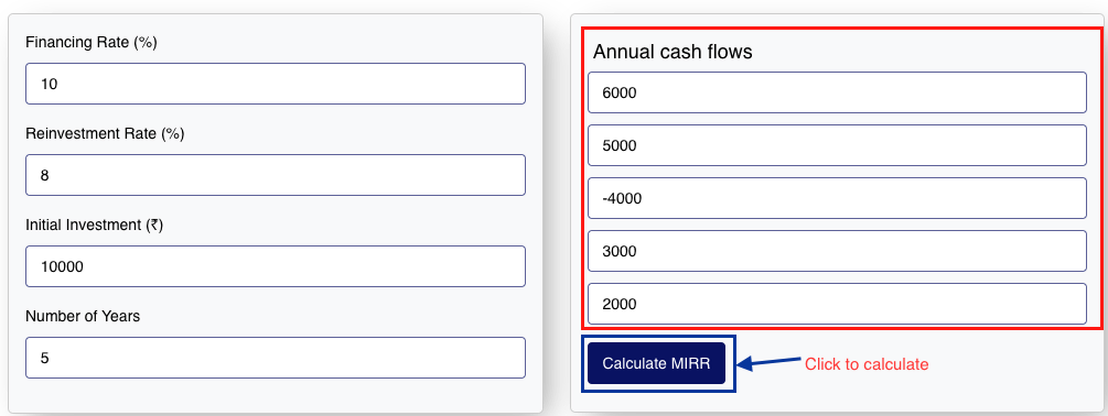 MIRR Calculator - Modified Internal Rate of Return Calculator - Omnitools