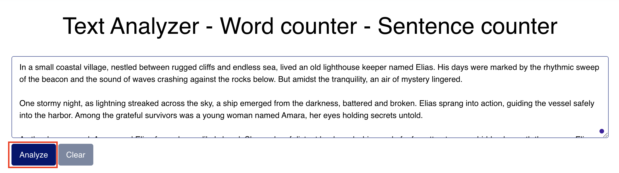 words counter  - sentence counter