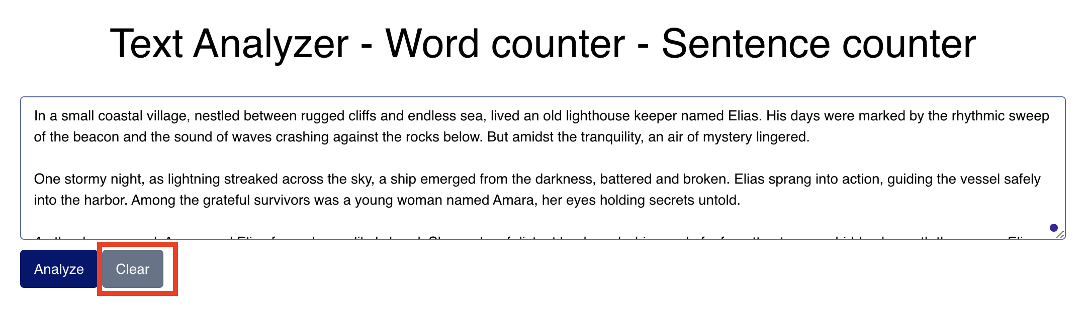 words counter  - sentence counter